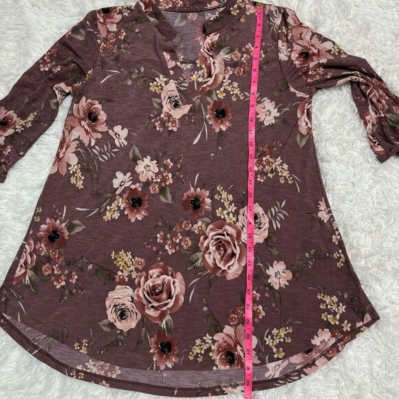 Floral Mauve 3/4 Sleeve Blouse *No Label* Women’s - Picture 7 of 9